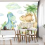 Carta Da Parati Piccoli Dinosauri Sulle Pietre- Dimensione: 180x120 cm