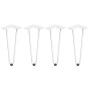 Emuca Hairpin Set di gambe a 2 aste per tavolo, 400, Verniciato bianco, Acciaio, 4 un