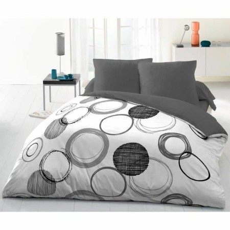 Set di Lenzuola HOME LINGE PASSION Bianco Cerchi Grigio chiaro (220 x 240 cm)