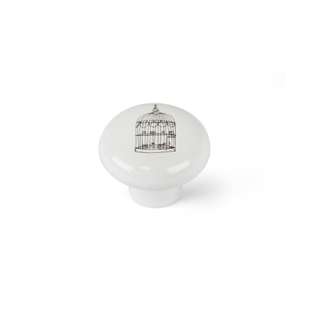 Pomo Rei e815 Rotondo Bianco Porcellana Decorativo 4 Unità (Ø 40 x 31 mm)