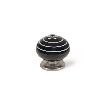 Pomo Rei e503 Rotondo Porcellana Nero Metallo Bianco 4 Unità (Ø 40 x 36 mm)