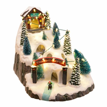 Decorazione Natalizia Lumineo Holiday Adventures Luce LED Scena Bianco Caldo Sci (23 x 34 x 26 cm)