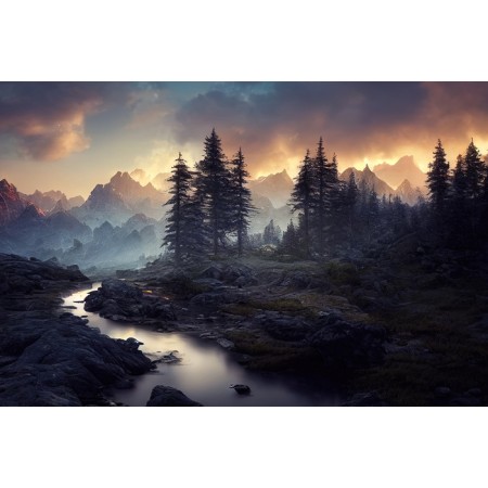 Carta Da Parati Breathtaking Nature Mountain Landscape, 3D- Dimensione: 460x300 cm