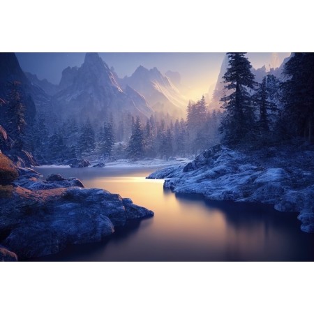 Carta Da Parati Breathtaking Nature Mountain Landscape, 3D- Dimensione: 208x146 cm