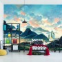 Carta Da Parati Fairy Land, Contemporary Art, Poetic Scenery Background, Oil Canvas Painting- Dimensione: 405x270 cm