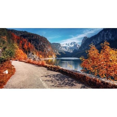 Carta Da Parati Beautiful Landscape Mountain Forest Lake. Amazing Autumn View Of Grundlsee Alpine Lake. Great Autumn Background 