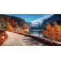 Carta Da Parati Beautiful Landscape Mountain Forest Lake. Amazing Autumn View Of Grundlsee Alpine Lake. Great Autumn Background 