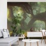 Carta Da Parati Amazing Fantastic Curved Forest. Forest Landscape Of Trees In The Rays Of The Sun. 3D- Dimensione: 400x280 cm