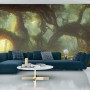 Carta Da Parati Amazing Fantastic Curved Forest. Forest Landscape Of Trees In The Rays Of The Sun. 3D- Dimensione: 520x318 cm