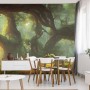 Carta Da Parati Amazing Fantastic Curved Forest. Forest Landscape Of Trees In The Rays Of The Sun. 3D- Dimensione: 360x240 cm