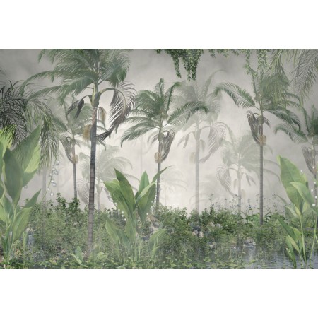 Carta Da Parati Tropical Trees And Leaves For Digital Printing Wallpaper, Custom Design Wallpaper - 3D- Dimensione: 312x219 cm