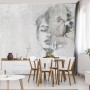 Carta Da Parati Spectacular Watercolor Woman Face With White Flower. Digital Art . Mural For Wallpaper.- Dimensione: 180x120 cm