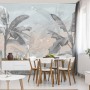 Carta Da Parati Banana Tree Wallpaper Design With Pastel Tones, Tropical Landscape, Mural Art.- Dimensione: 360x240 cm