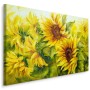 Pittura su tela Girasoli Con Foglie Dipinte- Dimensione: 90x60 cm