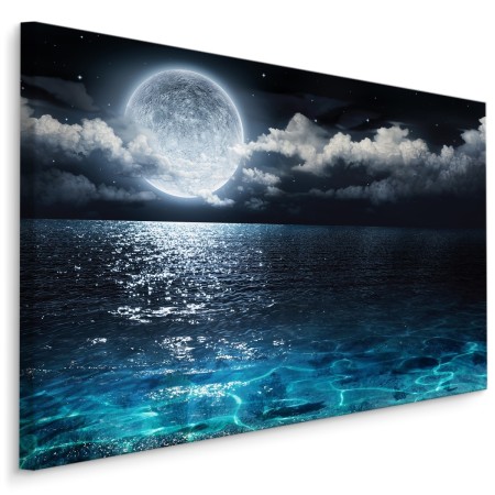 Pittura su tela Mare Di Notte Con La Luna- Dimensione: 90x60 cm