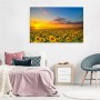 Pittura su tela Tramonto Su Un Campo Di Girasoli- Dimensione: 90x60 cm