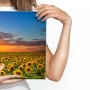 Pittura su tela Tramonto Su Un Campo Di Girasoli- Dimensione: 90x60 cm