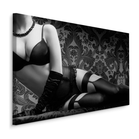 Pittura su tela Donna In Sensuale Lingerie Vintage- Dimensione: 30x20 cm