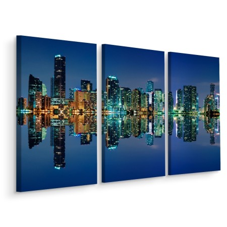 Pittura in più parti Panorama Di Miami Di Notte- Dimensione: 40x60 cm