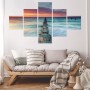 Pittura in più parti Bellissimo Tramonto Sul Mare 3D- Dimensione: 150x250 cm