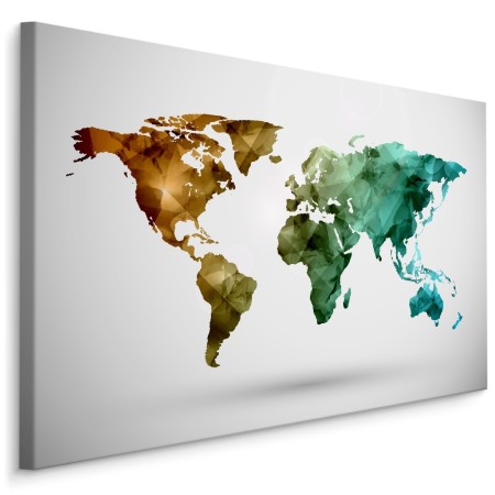 Pittura su tela Mappa Colorata Con Effetto 3D- Dimensione: 100x70 cm