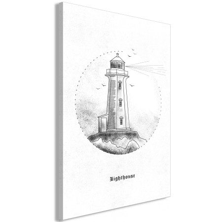 Quadro - Black and White Lighthouse (1 Part) Vertical