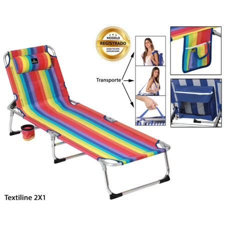 Lettino Textiline Multicolore 185 x 57 x 26 cm