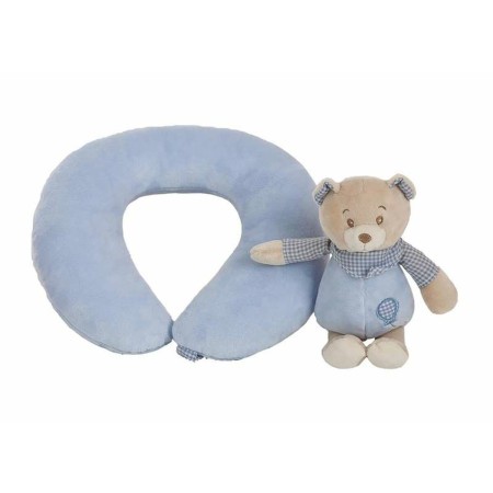 Cuscino Cervicale Lulu Azzurro Orsetto di Peluche 20 x 24 cm