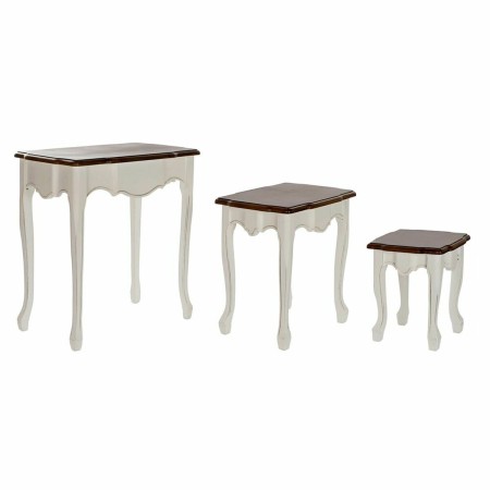 Set di 3 tavoli DKD Home Decor Bianco Marrone 60 x 40 x 66 cm