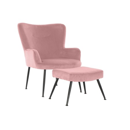 Poltrona DKD Home Decor S3023869 Nero Rosa Metallo Plastica Velluto Moderno 70 x 60 x 84 cm