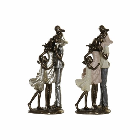 Statua Decorativa DKD Home Decor 12,5 x 10,5 x 28 cm Rosa Rame Famiglia (2 Unità)