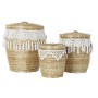 Set di Cestini DKD Home Decor Bianco Naturale Bambù Boho 39 x 39 x 45 cm