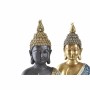 Statua Decorativa DKD Home Decor 24 x 12 x 34 cm Azzurro Dorato Marrone Buddha Orientale (2 Unità)