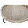 Tavolo aggiuntivo DKD Home Decor Nero Metallo Marrone Rattan (57 x 57 x 47 cm)