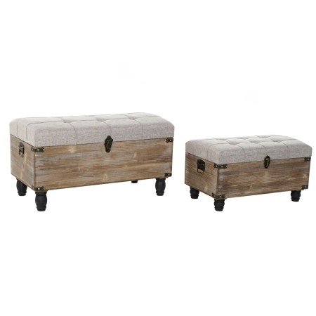 Panca DKD Home Decor Grigio Marrone (2 pcs) (80 x 40 x 44 cm)