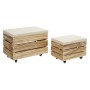 Poggiapiedi DKD Home Decor Beige Naturale Legno Loft 60 x 35 x 44 cm