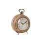 Orologio da Tavolo DKD Home Decor 18 x 10,5 x 24 cm Naturale Argentato Alluminio Legno di mango Tradizionale