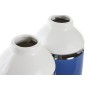 Vaso DKD Home Decor 12 x 12 x 18,5 cm Argentato Bianco Blu cielo Blu Marino Gres (2 Unità)