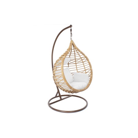 Sedia da giardino sospesa DKD Home Decor 100 x 120 x 195 cm Marrone rattan sintetico Alluminio Bianco