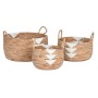 Set di Cestini DKD Home Decor Bianco Naturale Corda Erba di mare Boho 55 x 55 x 40 cm