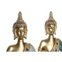 Statua Decorativa DKD Home Decor 24 x 11 x 31,2 cm Azzurro Dorato Buddha Turchese Orientale (2 Unità)