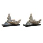 Statua Decorativa DKD Home Decor 25,7 x 8 x 16 cm Azzurro Buddha Turchese Orientale Decapaggio (2 Unità)