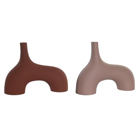 Vaso DKD Home Decor 32 x 9,5 x 25 cm Rosa Terracotta Alluminio (2 Unità)