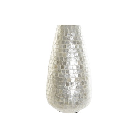 Vaso DKD Home Decor Bianco Bambù Madreperla Mediterraneo 25 x 25 x 46,5 cm