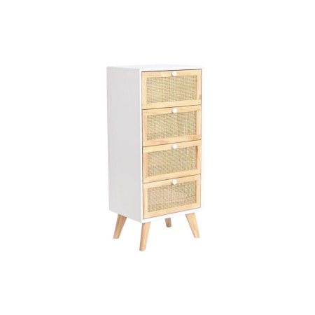 Cassettiera DKD Home Decor Bianco Rattan Legno di paulownia 40 x 30 x 90 cm