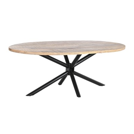 Tavolo da Pranzo DKD Home Decor Naturale Nero Metallo Legno di mango 200 x 100 x 76 cm