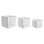 Set di vasi da fiori DKD Home Decor Fogli Dorato Metallo 15 x 15 x 15 cm Bianco Tropicale Foglia della pianta