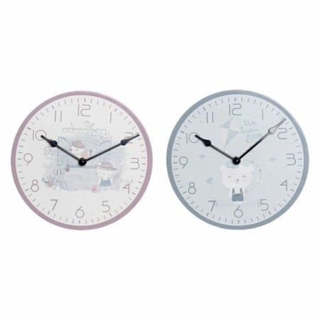 Orologio da Parete DKD Home Decor Per bambini Legno MDF (2 pcs) (24 x 3 x 24 cm)