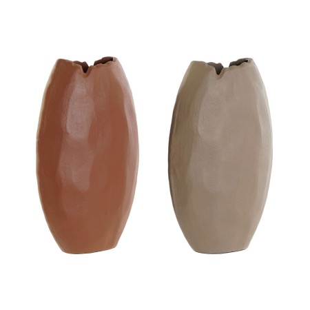 Vaso DKD Home Decor Beige Terracotta Alluminio 18 x 10 x 30 cm (2 Unità)