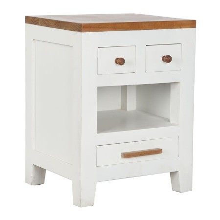 Comodino DKD Home Decor Bianco Marrone Acacia Legno di mango 45 x 40 x 60 cm